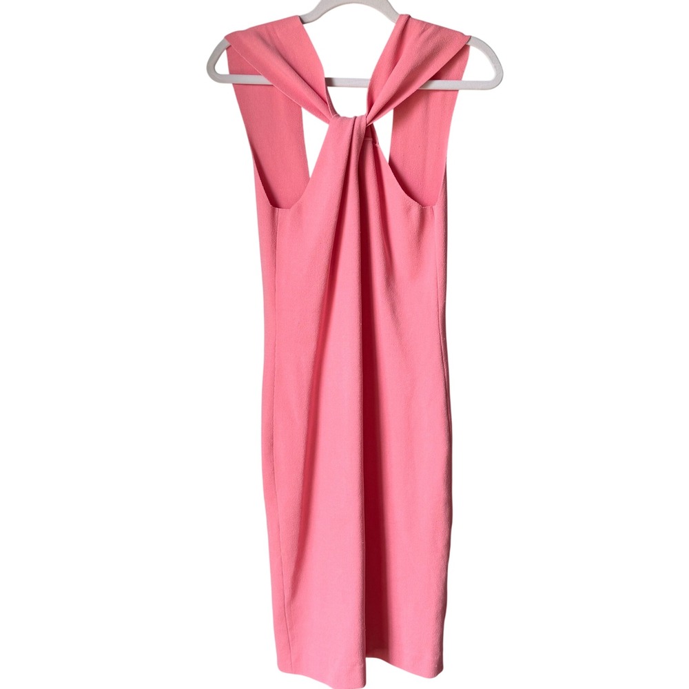 Autumn Cashmere Bubblegum Pink Midi Dress Knot Front Sleeveless Stretch Knit M